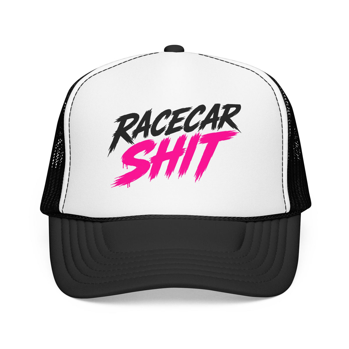 Racecar Shit™ OTTO Foam Trucker Hat – Black, White & Hot Pink