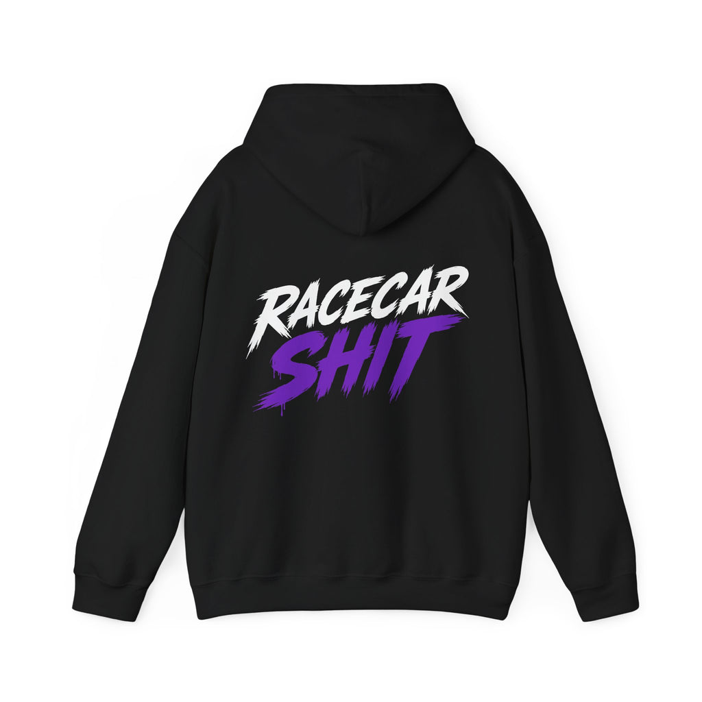 Racecar Shit™ Black Hoodie – Bright Purple